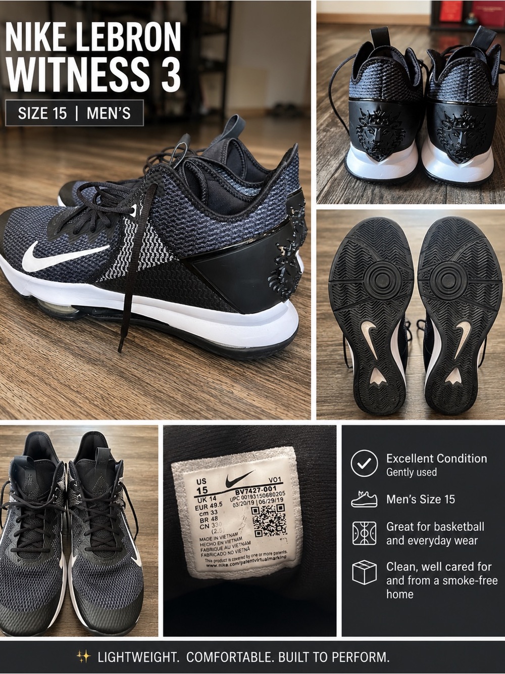 Nike Black and White Men's Basketball Sneakers.    Price is negotiable